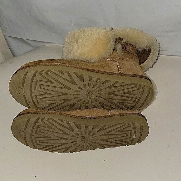 UGG Boot Shearling Lined Roll Down 7 Camel Winter Warm Fall Designer Athleisure - Picture 5 of 7